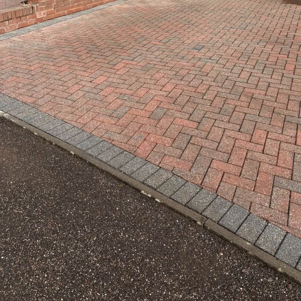 Red block paving driveway after cleaning by Owens Exterior Cleaning, Devon (view 2)