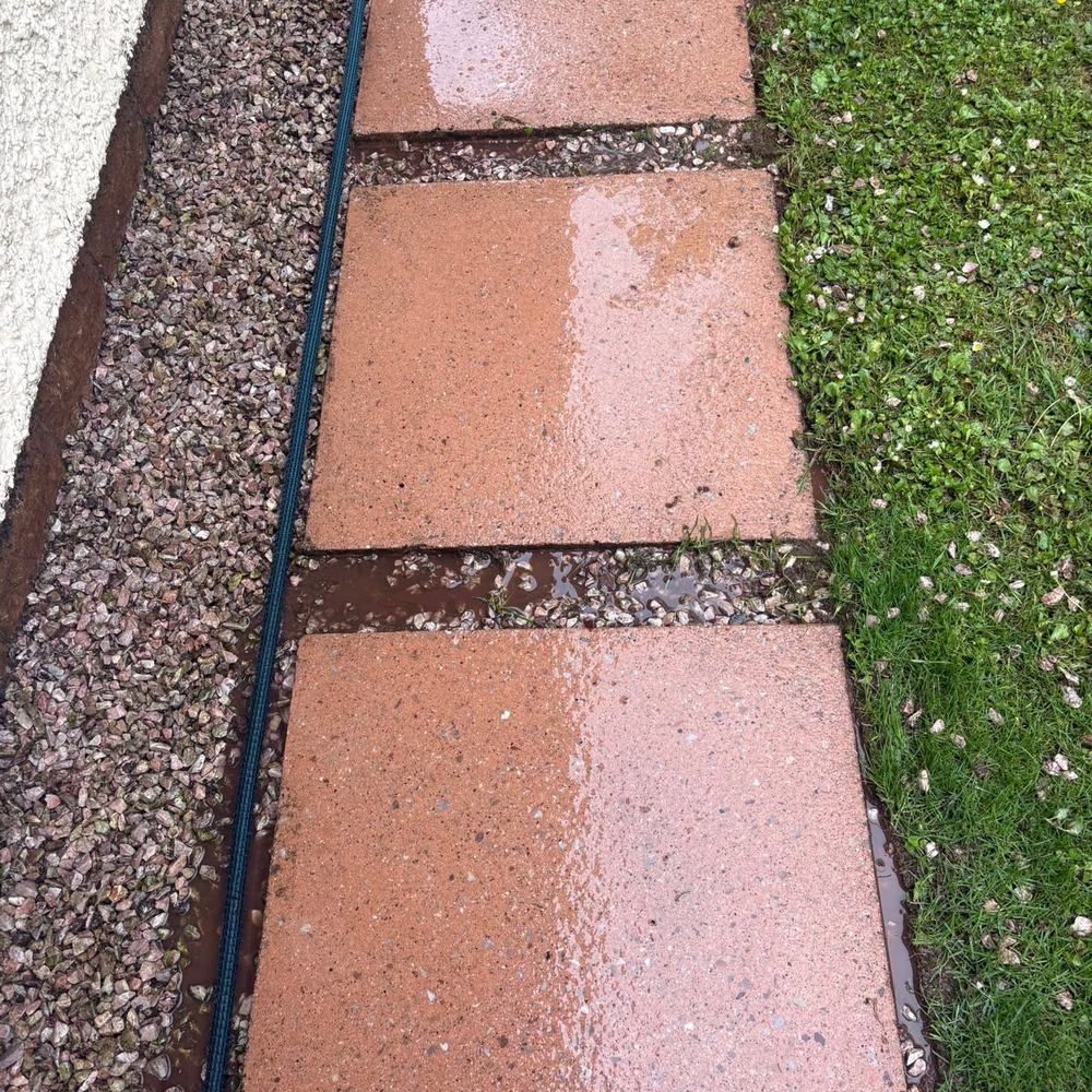 Tiled garden path after cleaning by Owens Exterior Cleaning, Devon