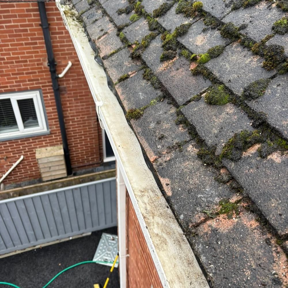 Concrete tile roof after cleaning by Owens Exterior Cleaning, Devon